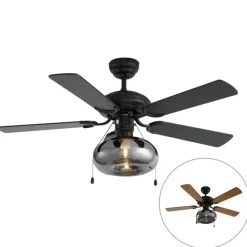 Deckenventilator schwarz 107,5 cm mit Zugschalter - Mistral Busa