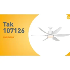 Deckenventilator Weiß 137cm inkl. LED Dimmbar mit Fernbedienung - Tak