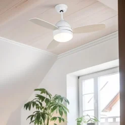 Deckenventilator weiß mit Holzaufdruck 96cm mit Fernbedienung - Rotar