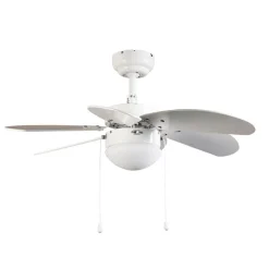 Deckenventilator weiß mit Holzprint 80cm mit Zugschalter - Fresh