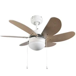 Deckenventilator weiß mit Holzprint 80cm mit Zugschalter - Fresh