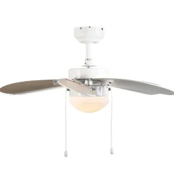 Deckenventilator weiß mit Holzprint 80cm mit Zugschalter - Fresh