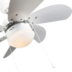 Deckenventilator weiß mit Holzprint 80cm mit Zugschalter - Fresh