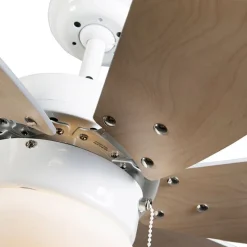 Deckenventilator weiß mit Holzprint 80cm mit Zugschalter - Fresh