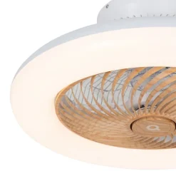 Deckenventilator weiß mit Holzaufdruck 55cm inkl. LED Dimmbar mit Fernbedienung - Clima