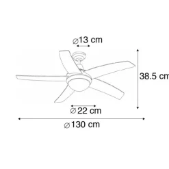 Deckenventilator weiß mit Holzaufdruck 132cm mit Fernbedienung - Cool