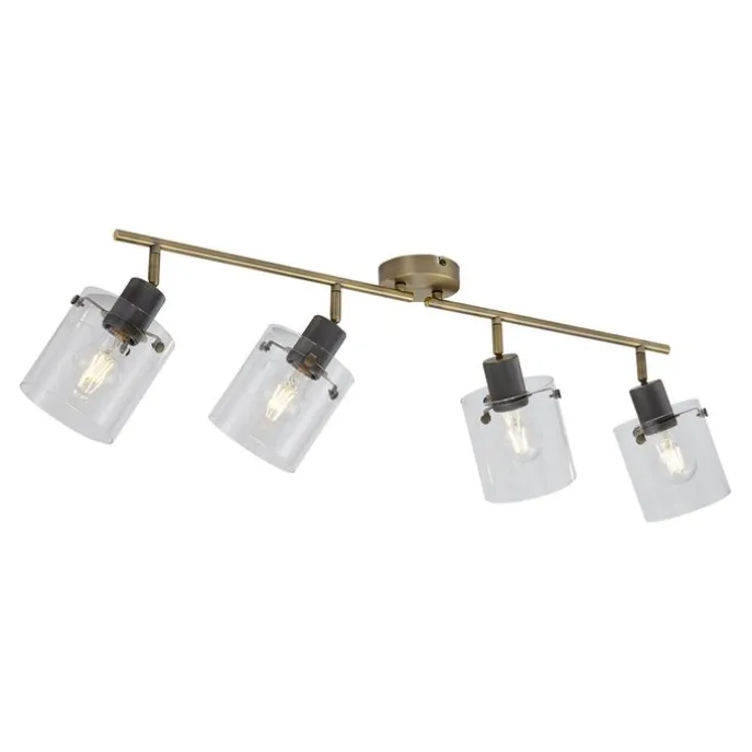 Design Deckenstrahler Bronze mit Klarglas 4-Licht - Domo