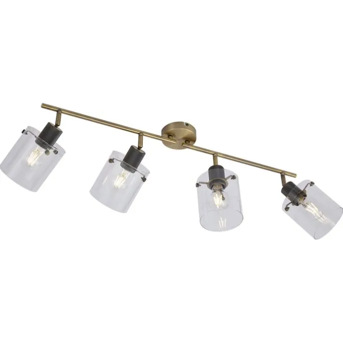 Design Deckenstrahler Bronze mit Klarglas 4-Licht - Domo