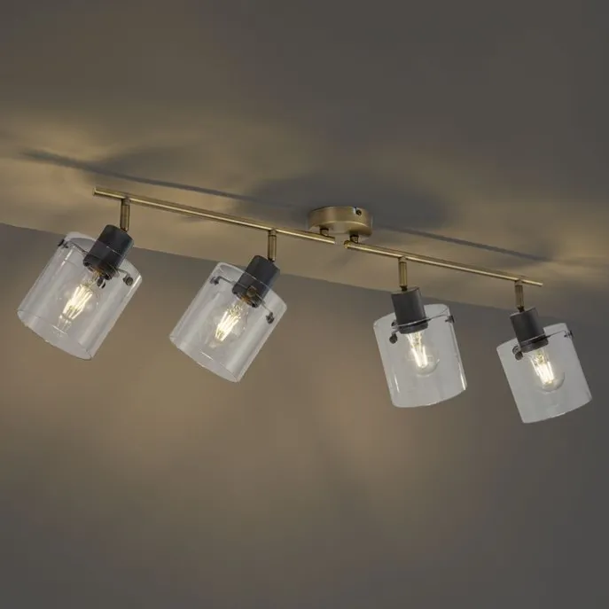 Design Deckenstrahler Bronze mit Klarglas 4-Licht - Domo