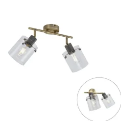 Design Deckenstrahler Bronze mit Klarglas 2-Licht - Domo