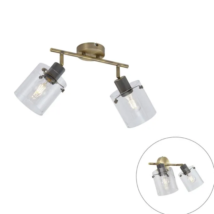 Design Deckenstrahler Bronze mit Klarglas 2-Licht - Domo