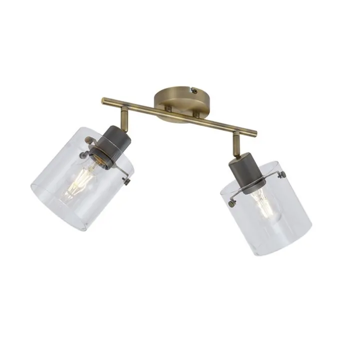 Design Deckenstrahler Bronze mit Klarglas 2-Licht - Domo