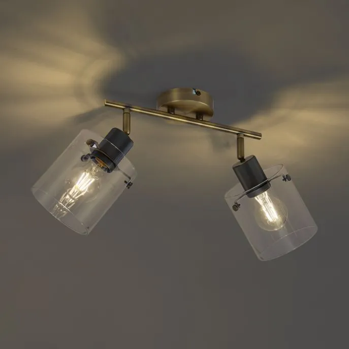 Design Deckenstrahler Bronze mit Klarglas 2-Licht - Domo