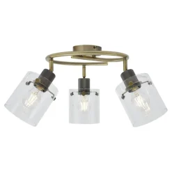 Design Deckenstrahler Bronze mit klarem Glas rund 3-Licht - Domo