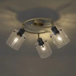 Design Deckenstrahler Bronze mit klarem Glas rund 3-Licht - Domo