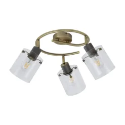 Design Deckenstrahler Bronze mit klarem Glas rund 3-Licht - Domo