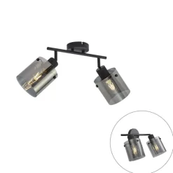 Design Deckenstrahler schwarz mit Rauchglas 2-Licht - Domo