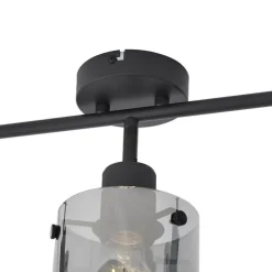 Design Deckenstrahler schwarz mit Rauchglas 3-Licht - Domo