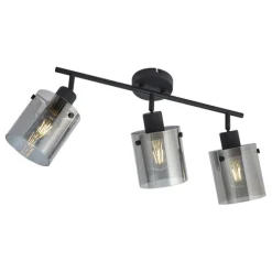 Design Deckenstrahler schwarz mit Rauchglas 3-Licht - Domo