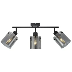Design Deckenstrahler schwarz mit Rauchglas 3-Licht - Domo