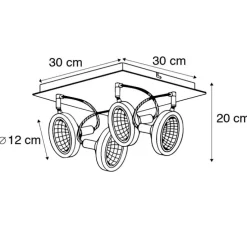 Design Spot schwarz 4-flammig verstellbar - Nox