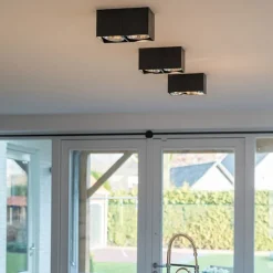 Design Spot schwarz rechteckig 2-flammig - Box