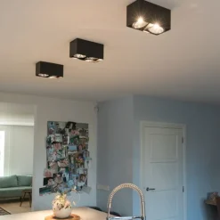 Design Spot schwarz rechteckig 2-flammig - Box