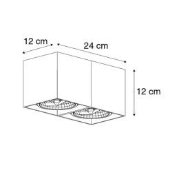 Design Spot schwarz rechteckig 2-flammig - Box