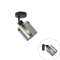 Design Wandstrahler schwarz mit Rauchglas - Domo