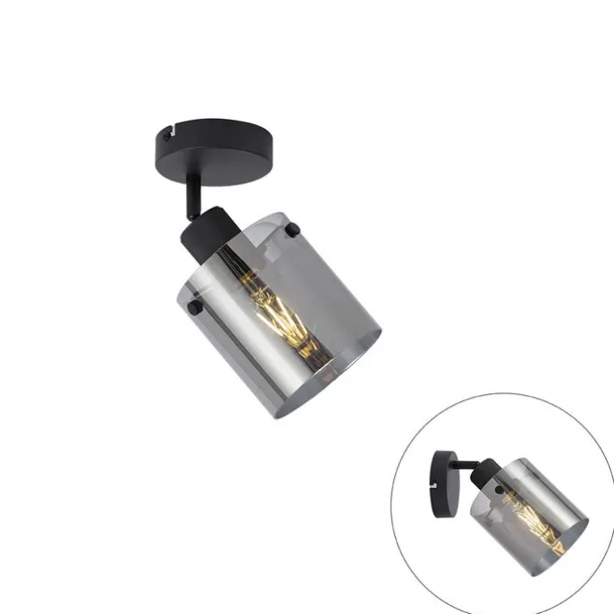 Design Wandstrahler schwarz mit Rauchglas - Domo