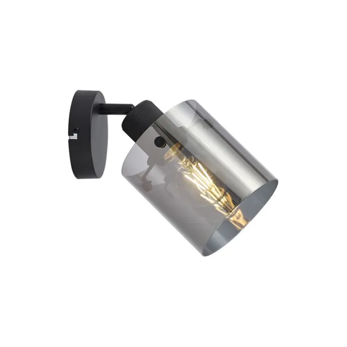 Design Wandstrahler schwarz mit Rauchglas - Domo