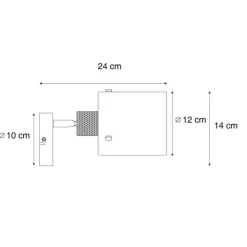 Design Wandstrahler schwarz mit Rauchglas - Domo