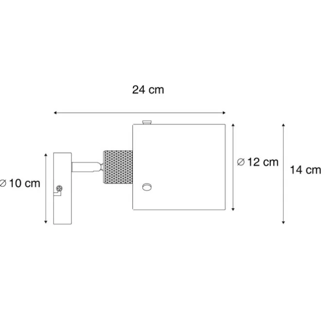 Design Wandstrahler schwarz mit Rauchglas - Domo