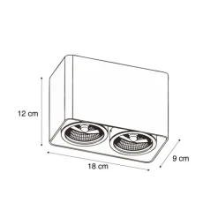 Design-Aufbaustrahler weiß GU10 70mm 2-flammig dreh- und schwenkbar - Vox