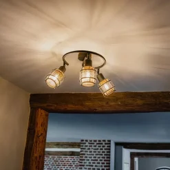 Design-Deckenleuchte Schwarz mit Gold 3-flammig rund - Noud