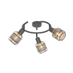 Design-Deckenleuchte Schwarz mit Gold 3-flammig rund - Noud