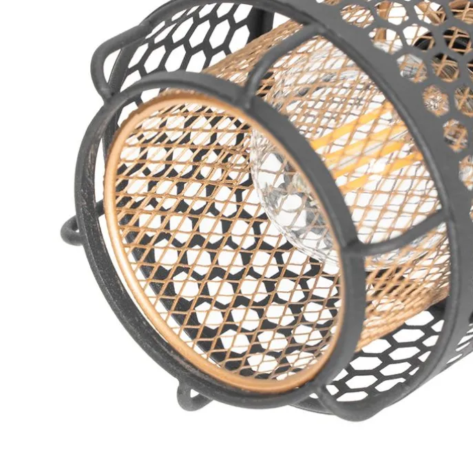 Design-Deckenleuchte Schwarz mit Gold 3-flammig rund - Noud