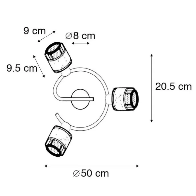 Design-Deckenleuchte Schwarz mit Gold 3-flammig rund - Noud
