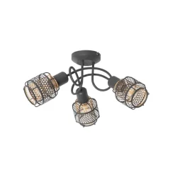 Design-Deckenleuchte Schwarz mit Gold 3-flammig - Noud