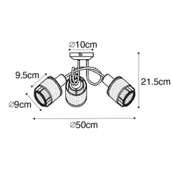 Design-Deckenleuchte Schwarz mit Gold 3-flammig - Noud