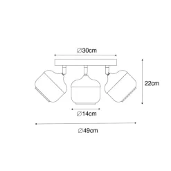 Design-Spot schwarz mit Gold und Rauchglas 3-flammig rund – Kyan