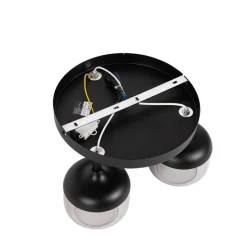 Design-Spot schwarz mit Gold und Rauchglas 3-flammig rund – Kyan