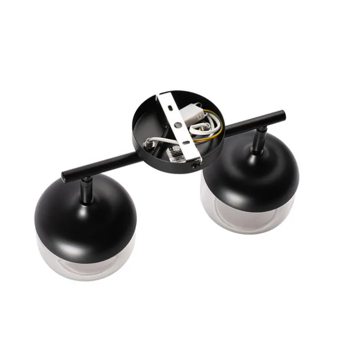 Design-Spot schwarz mit Gold und Rauchglas 2-flammig – Kyan