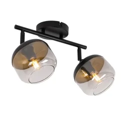 Design-Spot schwarz mit Gold und Rauchglas 2-flammig – Kyan