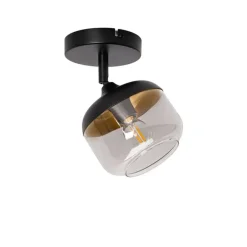 Design-Spot schwarz mit Gold und Rauchglas – Kyan