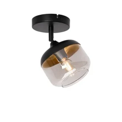 Design-Spot schwarz mit Gold und Rauchglas – Kyan