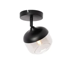 Design-Spot schwarz mit Gold und Rauchglas – Kyan