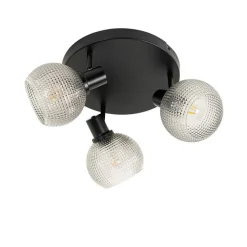 Design-Spot schwarz mit Rauchglas 3-flammig rund - Chico