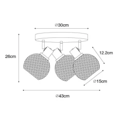 Design-Spot schwarz mit Rauchglas 3-flammig rund - Chico