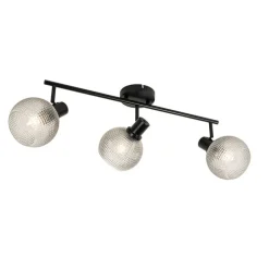 Design-Spot schwarz mit Rauchglas 3-flammig - Chico